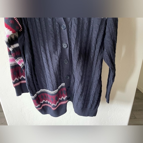 Lane Bryant|Classic button front cable & jacquard cardigan in geometric pattern• - Picture 7 of 14